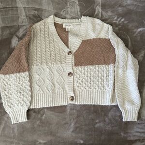 Textured Colorblock V-Neck Cardigan Sweater
